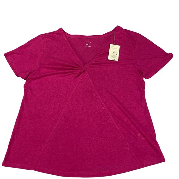 A new day Women's T shirt Pullover Short Sleeve V-Neck Pink Size XXL - Picture 11 of 15